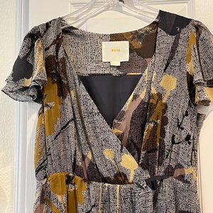 Women's Maeve Anthropologie Abstract Floral Silk Dress SIZE 6